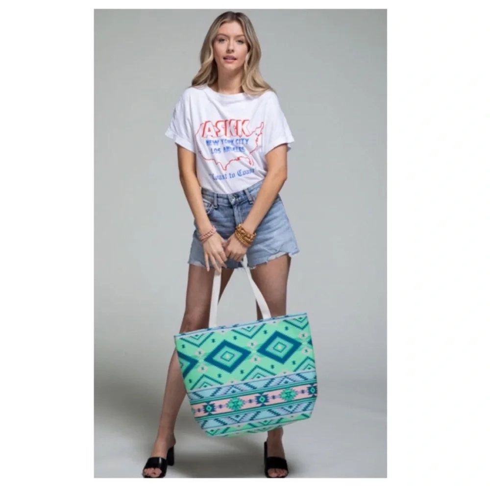 🩵New Ruggine Bohemian Ethnic Print Tote Bag And Matching Wristlet🩵